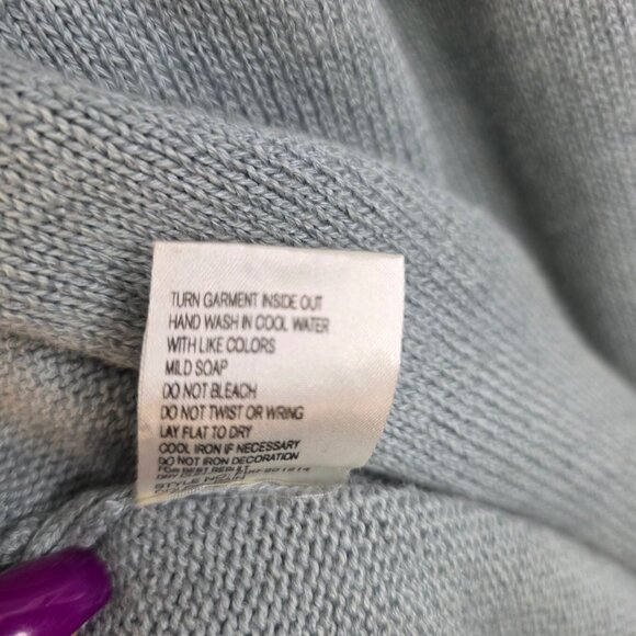 Northern Isles M Linen Cardigan Single Button Leaf Embroider Cottage Deadstock - Picture 6 of 8